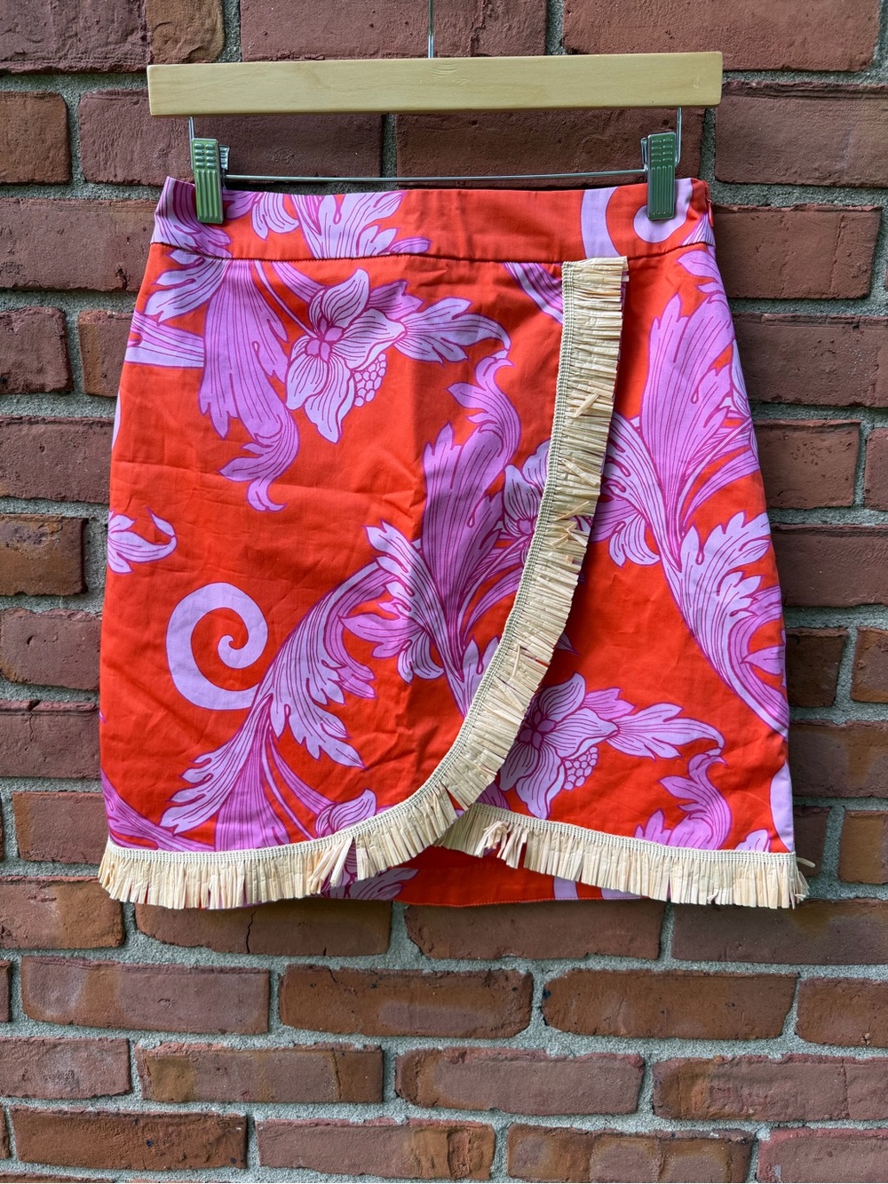 Boston Proper Print Wrap Raffia Skirt Sunset Fleurs - Picture 2 of 7